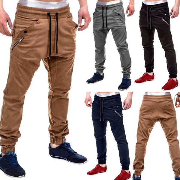 2019 Summer Men's Zipper Patchwork Cotton Casual Sweatpants Drawstring Pant joggers streetwear pantalones hombre pantalon homme