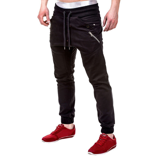 2019 Summer Men's Zipper Patchwork Cotton Casual Sweatpants Drawstring Pant joggers streetwear pantalones hombre pantalon homme